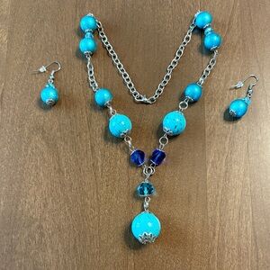 NWOT Artisan Turquoise and Blue Necklace & Earring Set
